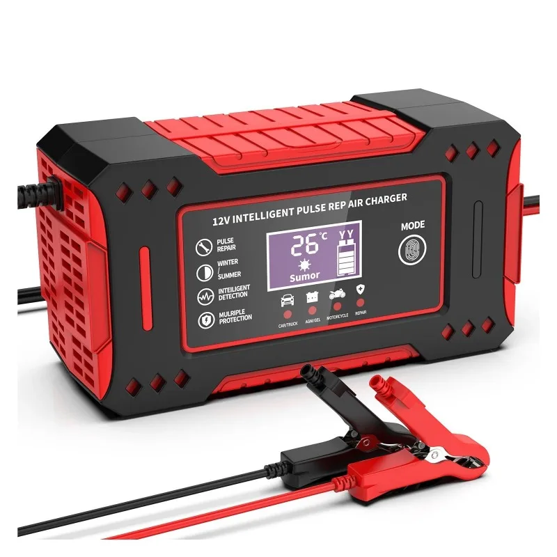 6A 12V Battery Repair LCD Display Intelligent Car Battery Charger Car and Motorcycle Battery Charging Unit Lead-Acid