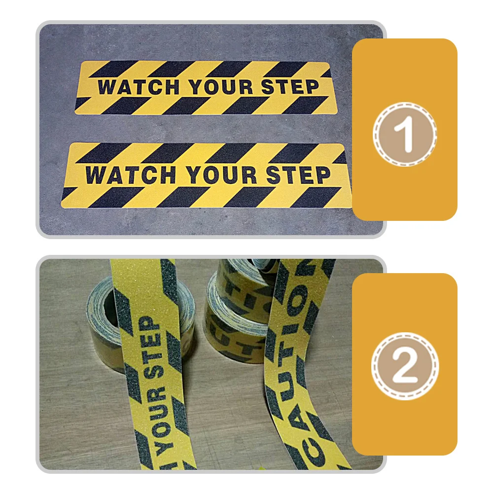 

2pcs Anti-slip Stickers for Stairs Safety Floor Signs Non-slip Reflective Grips Wet Floor Decals Caution Warning Slippery Stair