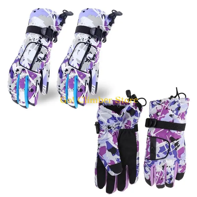 Q84C Зимние теплые водонепроницаемые снежные перчатки красочные граффити-плюшевые.