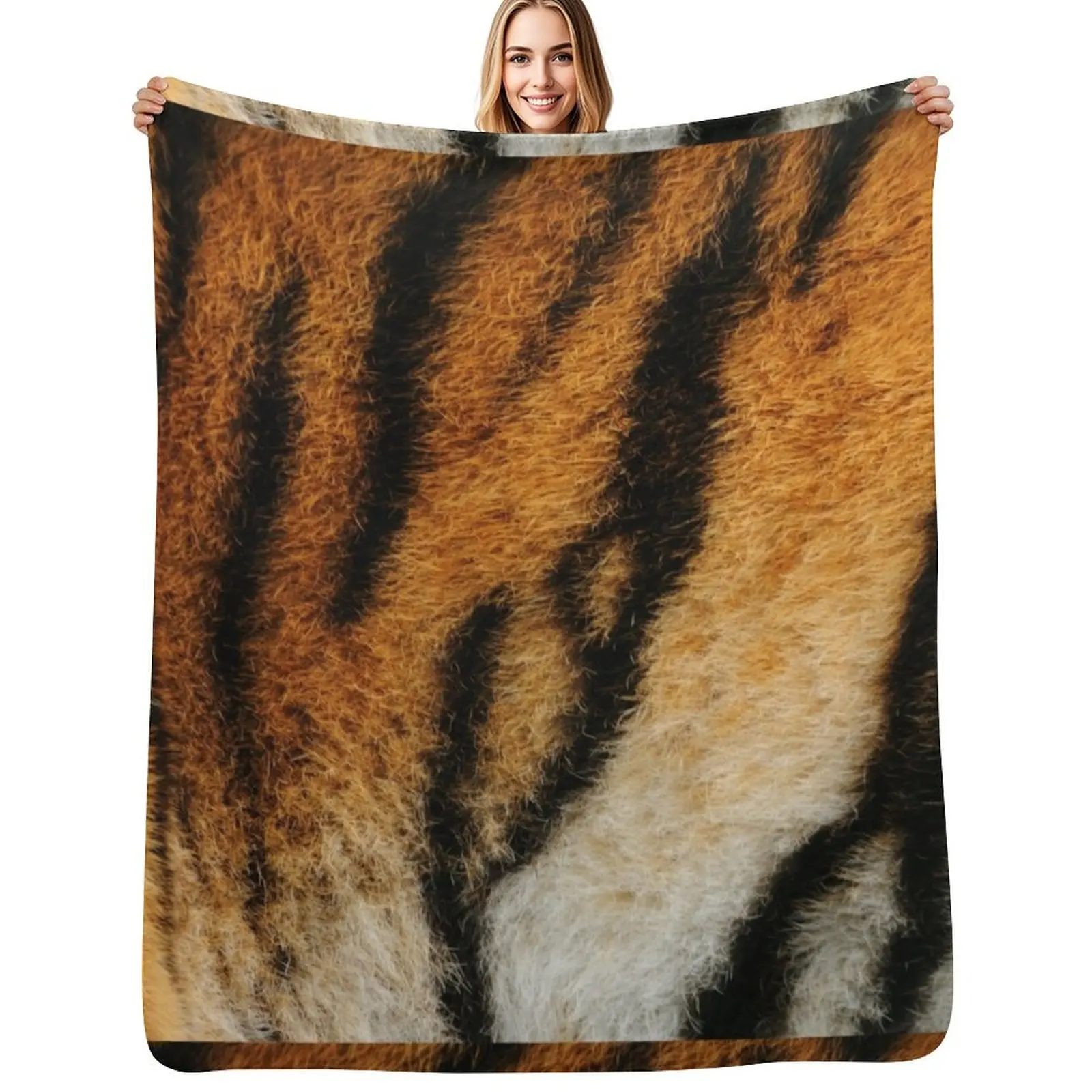 

New Tiger skin | Black Orange Tiger Textured | black wave fur Throw Blanket blankets ands Luxury Brand Blankets For Baby Blanket