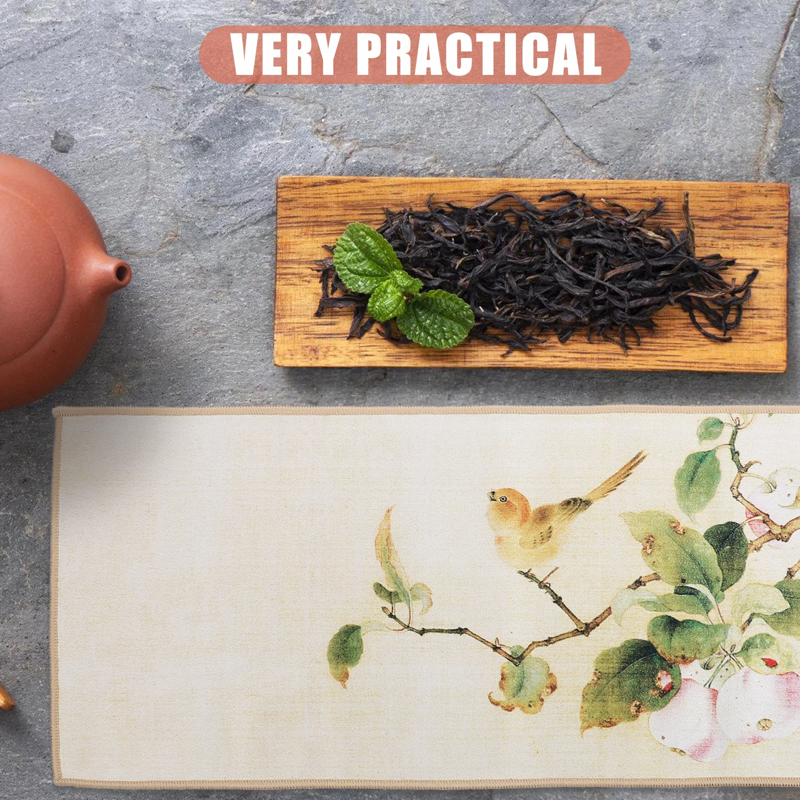 

Colorful Tea Towel Chinese Style Vintage Kitchen Towel Washable Absorbent Cleaning Cloth For Countertop Coffee Machine