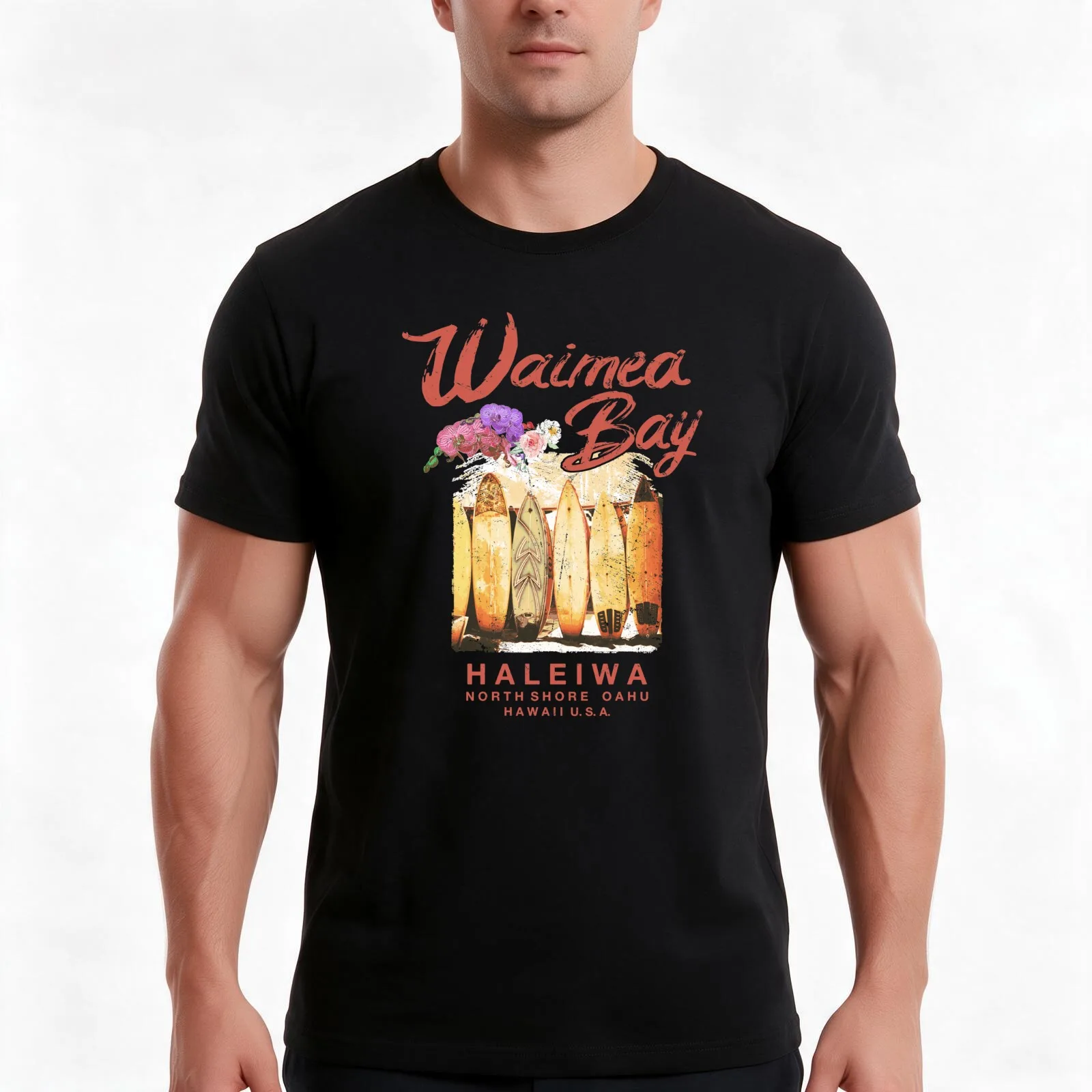 Hawaii Waimea Bay Surfing Vintage Hawaiian T-Shirt, Summer Casual Cotton Tee, Oversized Streetwear Tops, Vintage Graphic Print