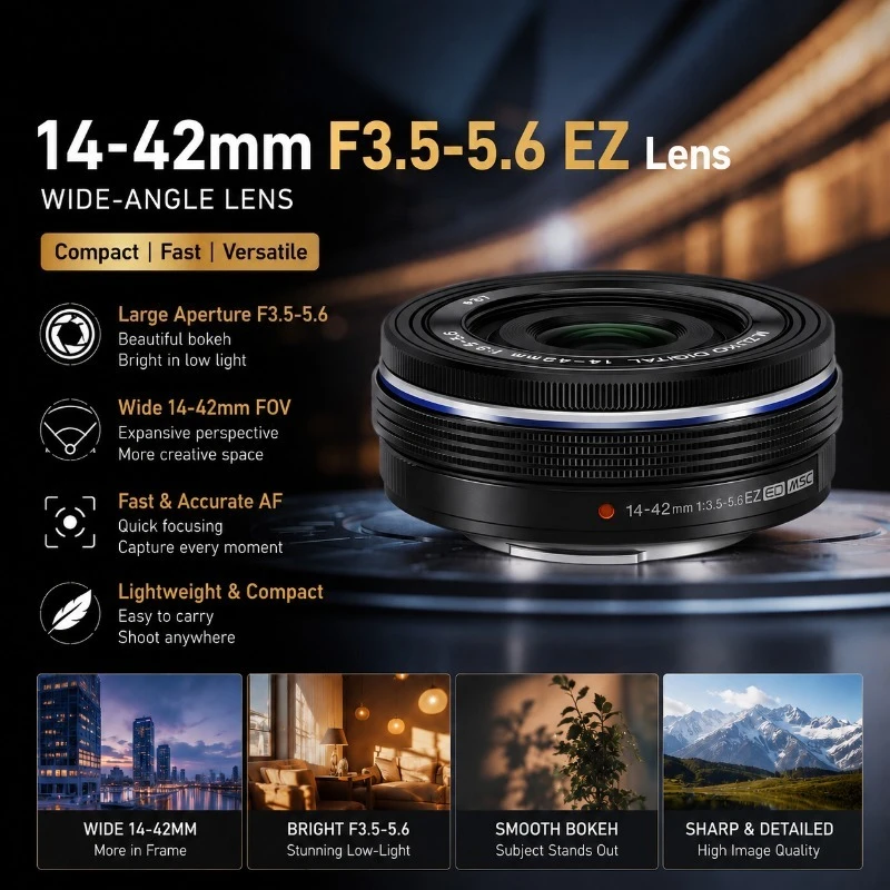 95% New Genuine For Olympus ED 14-42mm F3.5-5.6 EZ Electronic Zoom Pancake Lens M43 Mount For OM-D PEN E-M10 E-M5 E-M1