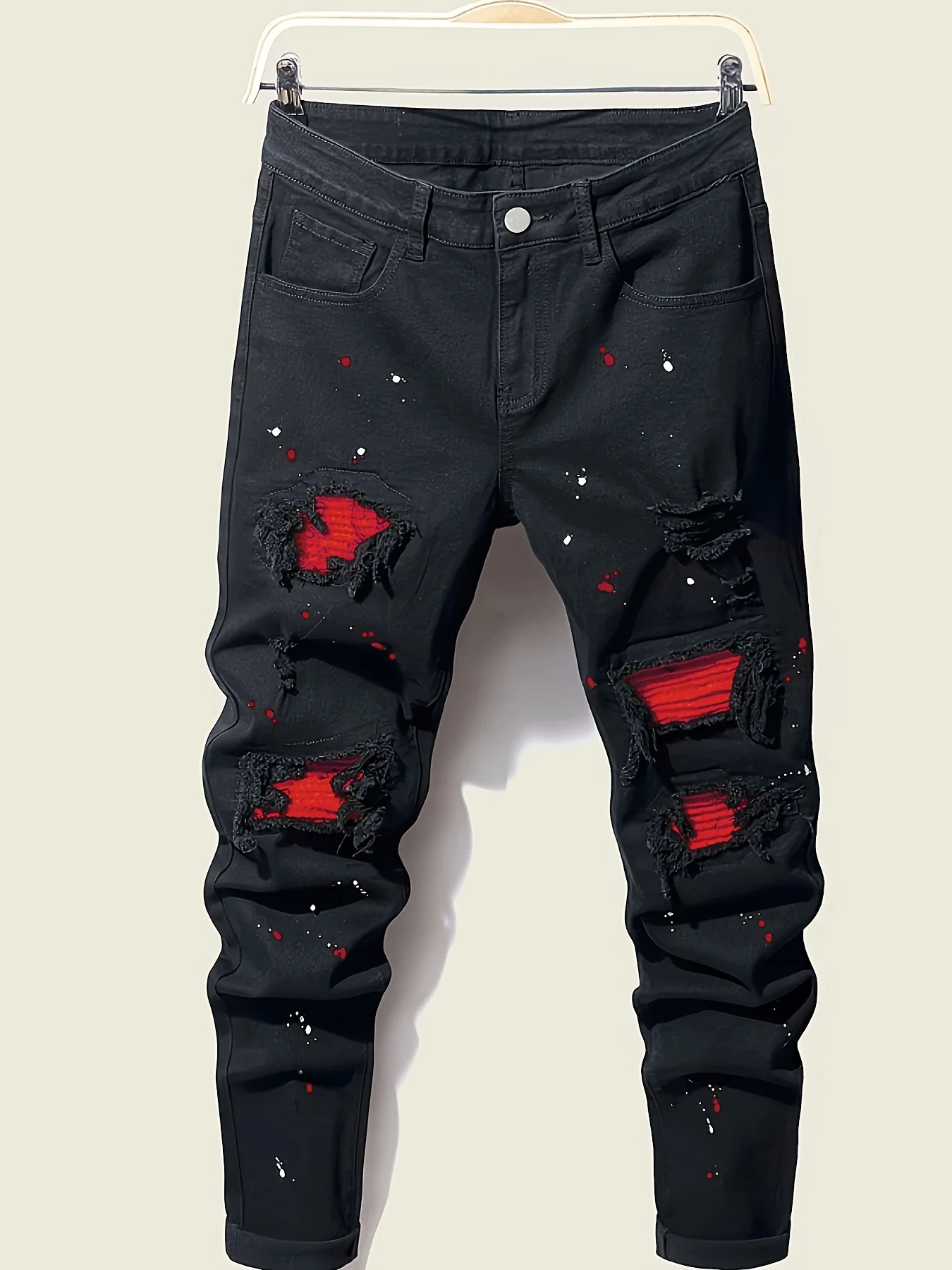

Men's Splash-Ink Patchwork Jeans