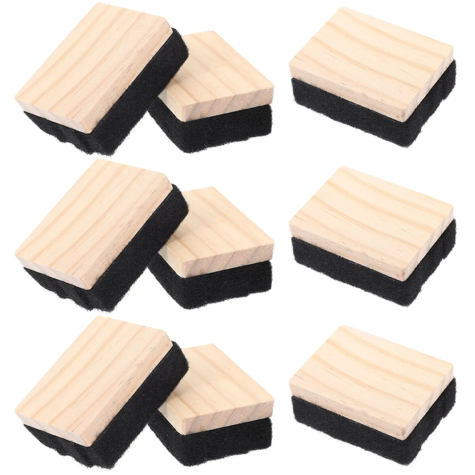 12Pcs Eco-Friendly Wooden Chalk Eraser Soft Touch Reusable for Whiteboard Dry Erase Board Classroom School Office Mini Erasers