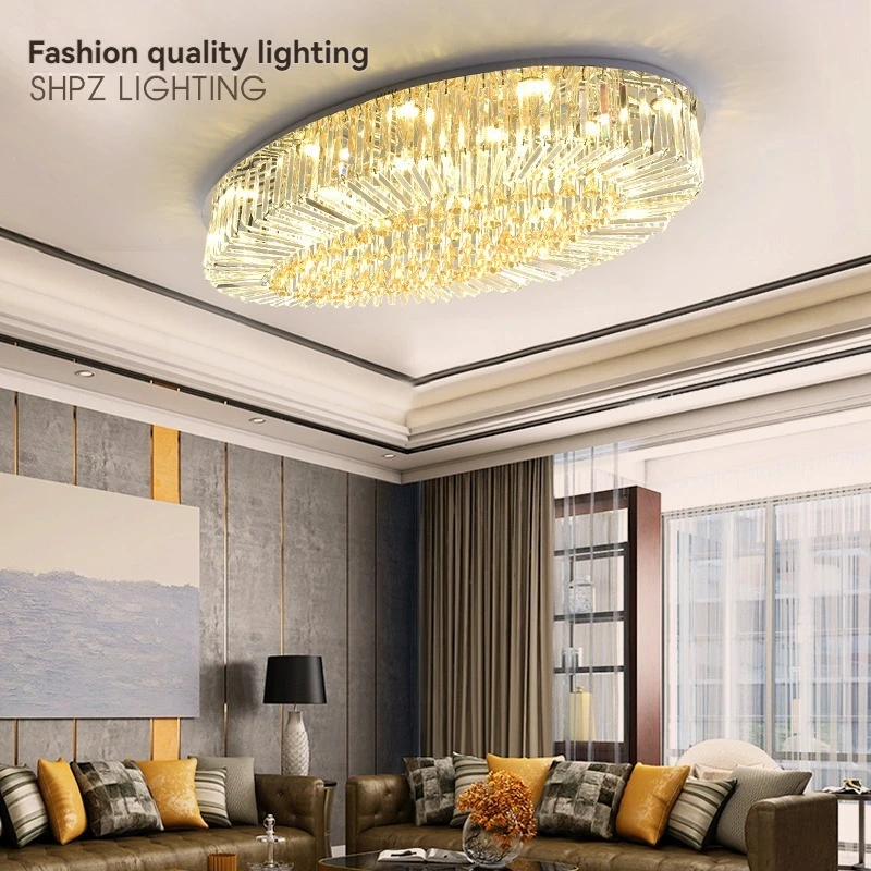 Light Luxury Oval Led Crystal Ceiling Ceiling Light Home Decoration Living Room Dining Room Bedroom Hall Hotel Crystal Light