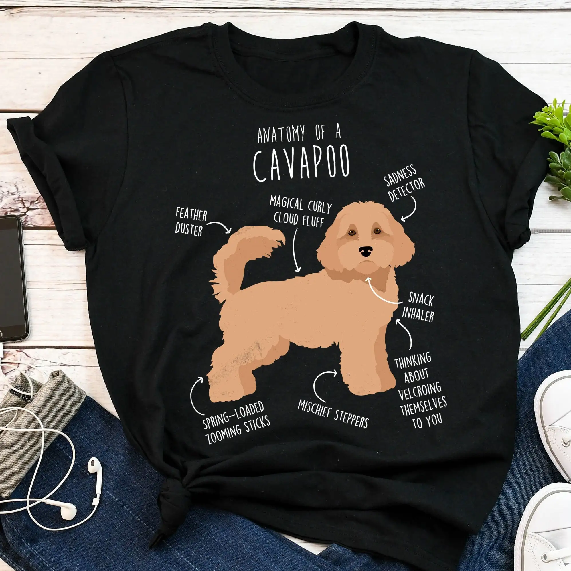 Cavapoo T Shirt Funny Tan Dog Lover Cute Cavoodle Doodle Poodle Mix Cross Pet Mom Dad