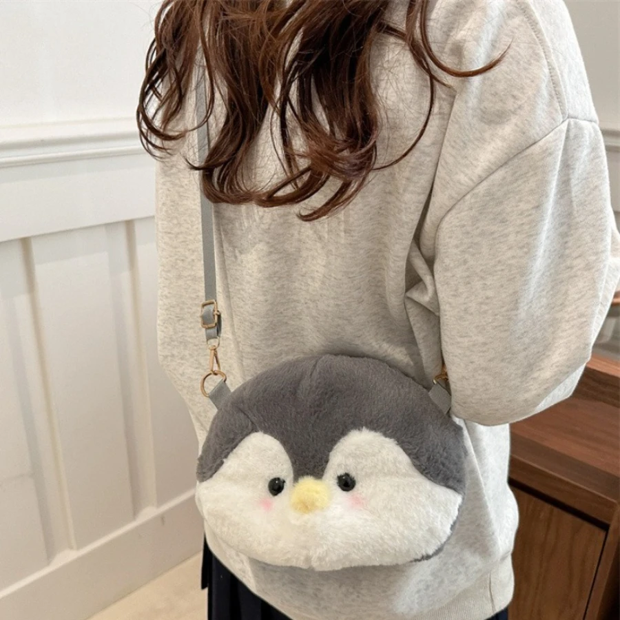 

Kawaii плюшевая сумка через плечо с пингвином, забавная мультяшная сумка на плечо, новая модная сумка с пушистыми животными, женская популярная модная сумка, подарок для девочки
