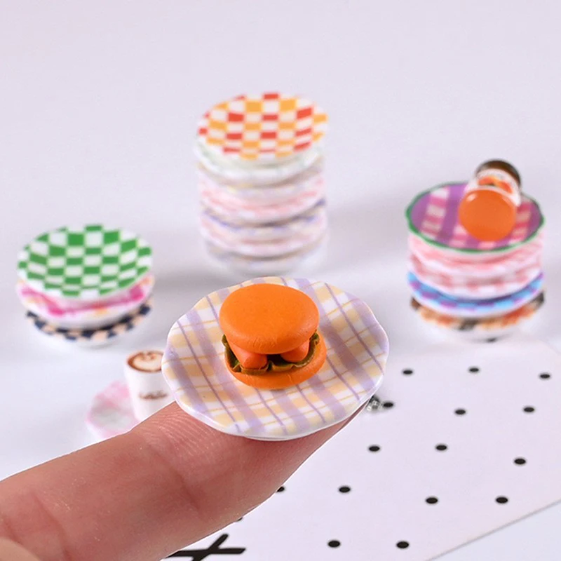 10pcs Mini Resin Food Dishes Tableware Miniature Doll House Accessories Dollhouse Trays Plates Doll Kitchen Toys