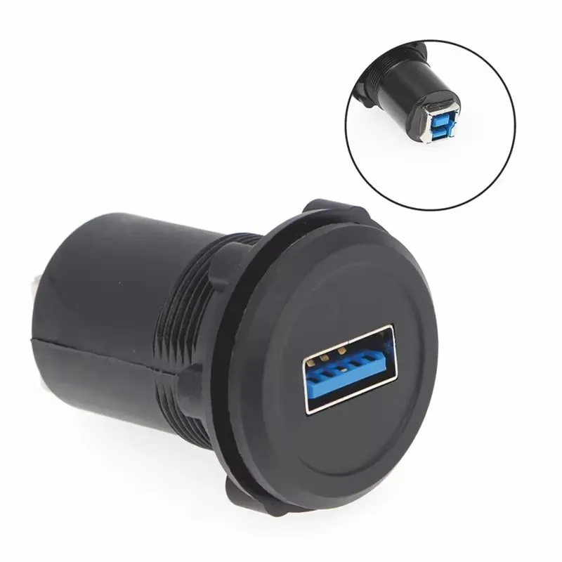 ELEWIND 22mm USB connector socket USB Panel Jack USB3.0 connector Female A to Female B ( Economy cheaper plastic type)