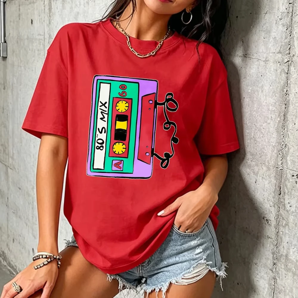 Retro Cassette 80's Mix Tape T-Shirt Vintage Music Lovers Tees Fun Throwback Design Gift Unisex Men Women Cotton Casual Shirt