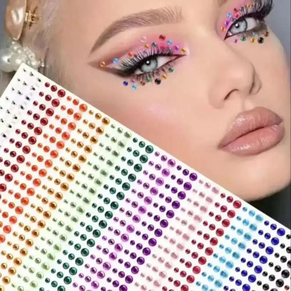 900pcs Eyes DIY Rainbow Color Patch Art Accessories Music Festival Stage Performance Face Jewels Rhinestone Makeup Accessories