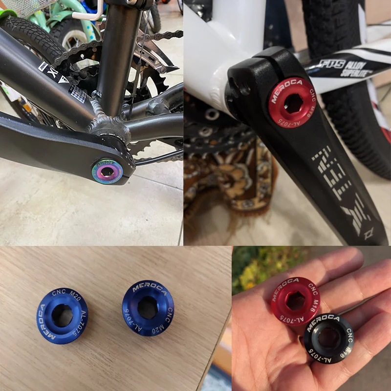 MEROCA  Bicycle Crank Cover M15 M18 M20 CNC Aluminum Alloy Road Mountain Bike Crankset Plug Screw MTB Crank Cap Bicycle Part