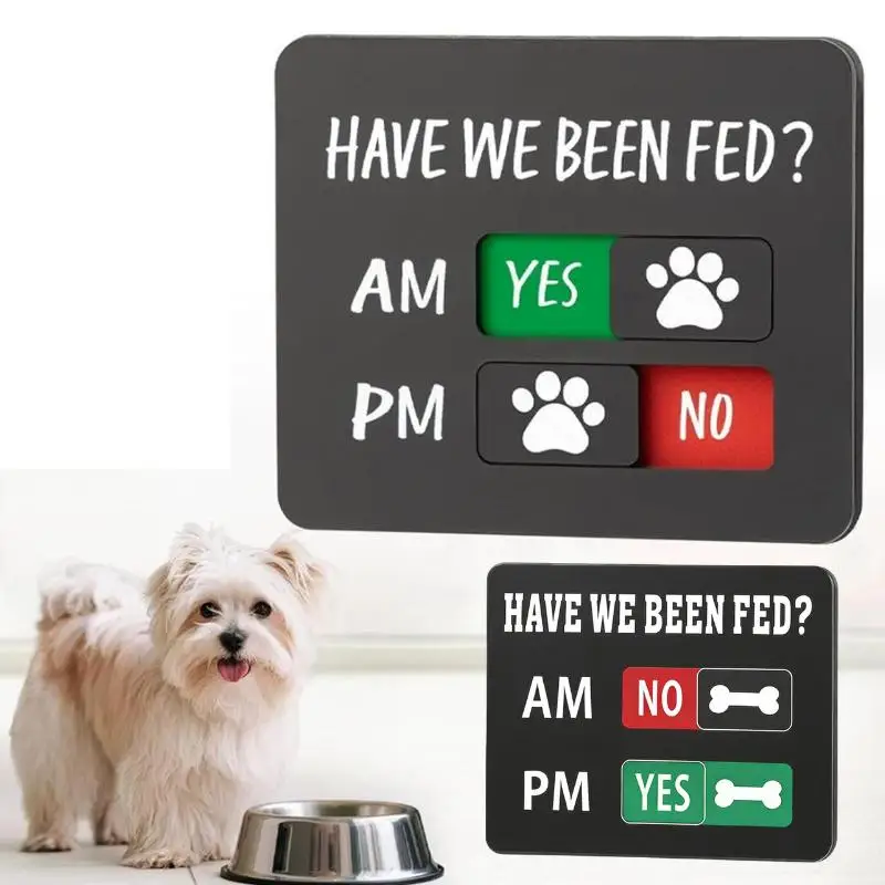 Magnetic Pet Feeding Reminder For Dog Cat Fed Sign Daily Am/Pm Chart Slider Sign For Pet Fed And Pill Reminder Home Decor