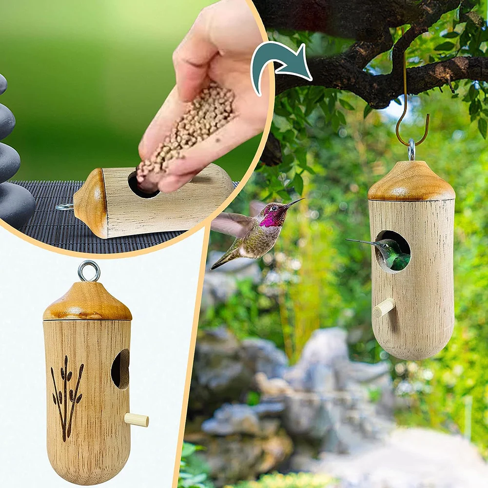 Wooden Hummingbird House Hanging Swing, Outside Hummingbird, Wren Swallow, Sparrow Houses