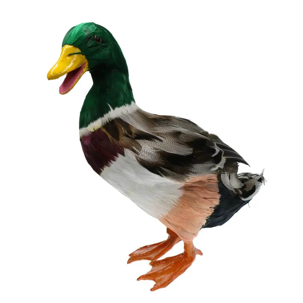 Mallard Duck Figurine Lifelike Animal Statue Plastic Lawn Ornament for Outdoor Pond Decoration