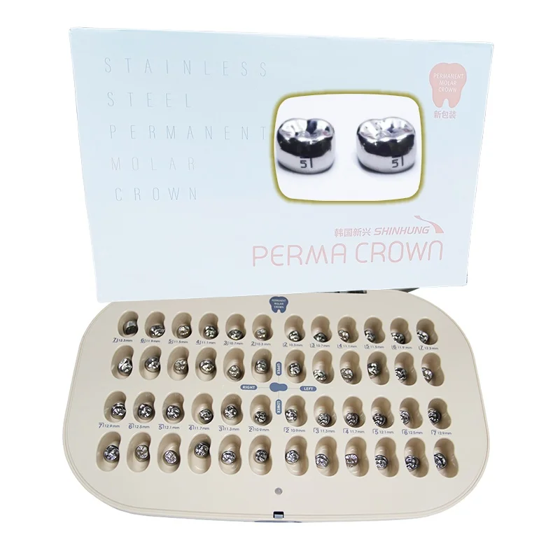 48pcs Dental Kids Perma Crown Stainless Steel Permanent Teeth Preformed Crown Set Orthodontic Dentistry Materials Korea Original