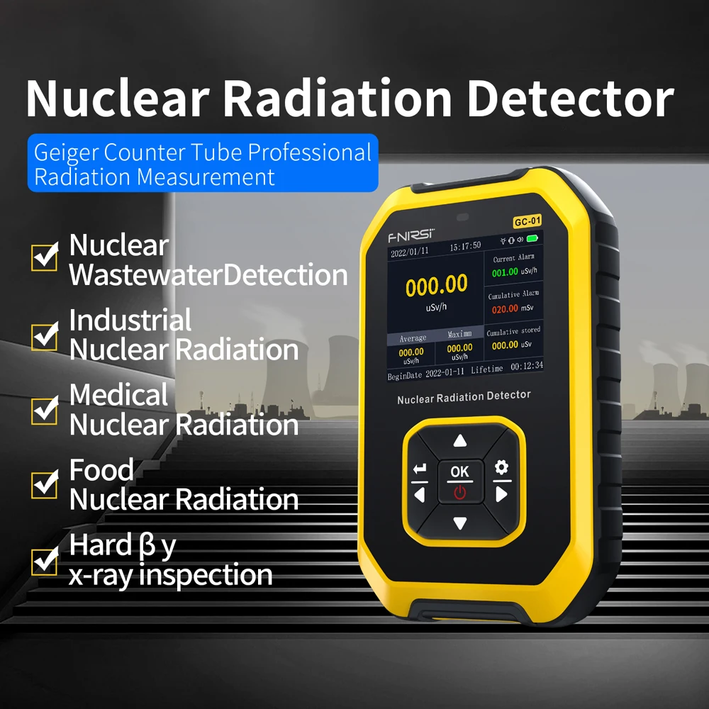 FNIRSI GC-01 Geiger Counter Nuclear Radiation Detector Personal Dosimeter X-ray γ-ray β-ray Radioactivity Tester Marble Detector