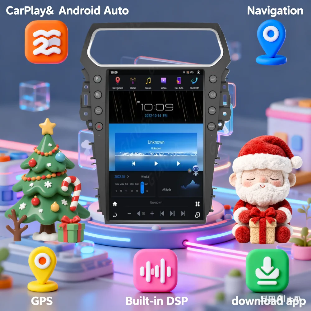 14.4 Android 13 Carplay Screen For Ford Explorer 2011-2019 SYNC 1 2 3  Multimedia Player Car GPS Navigation Radio Head unit