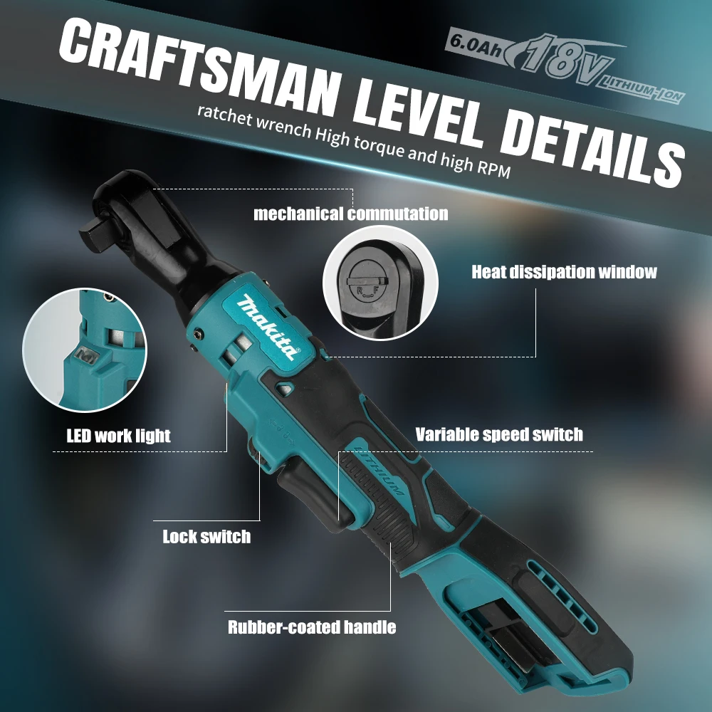 M512 18V cordless ratchet wrench 45N · m high torque right angle electric wrench, suitable for automotive maintenance tools