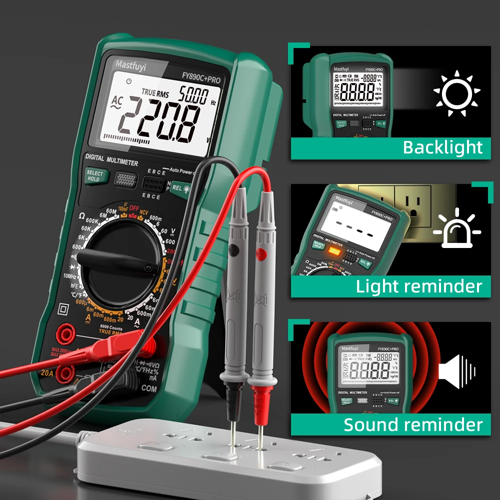 MASTFUYI 2000V/20A 6000 Counts True RMS Photovoltaic Digital Multimeter Ohm, Hz, Capacitance, Diode Tester and NCV Test Tools