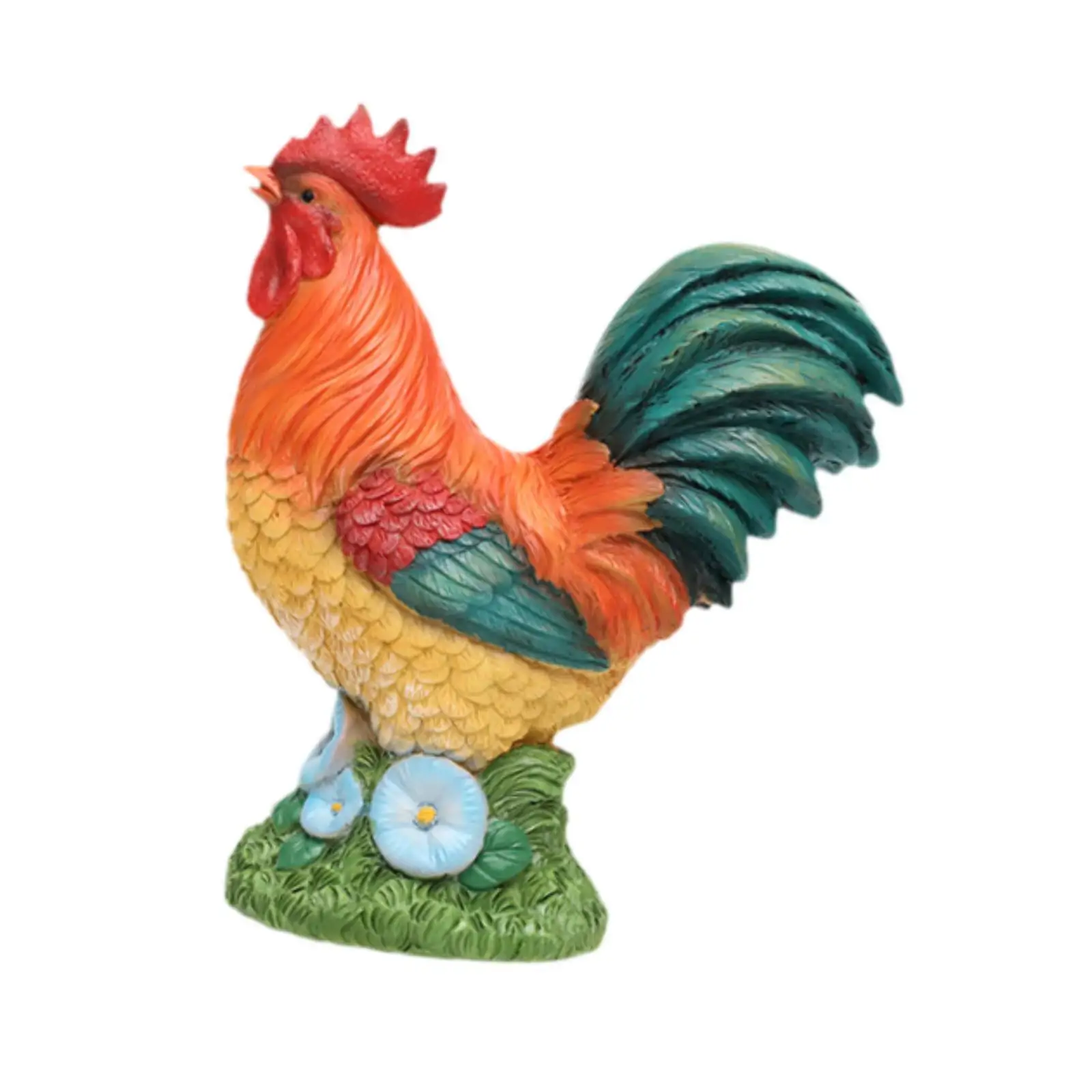 Crowing Rooster Figurine Resin Decorative Lawn Ornament Yard Art Decor Chicken Sculpture for Home Landscape Outdoor Decoration