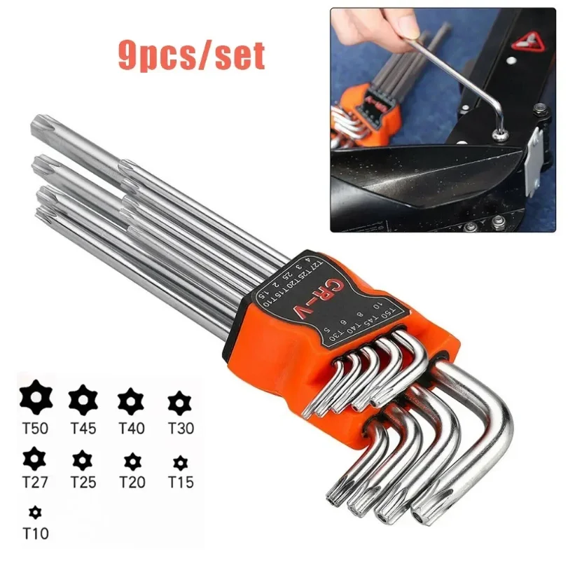 9Pcs L Shape Double End Screwdriver Set Hex Allen Keys Torx Wrench Star Spanner Hand Tools for Home Auto Repair Gearbox Assembly