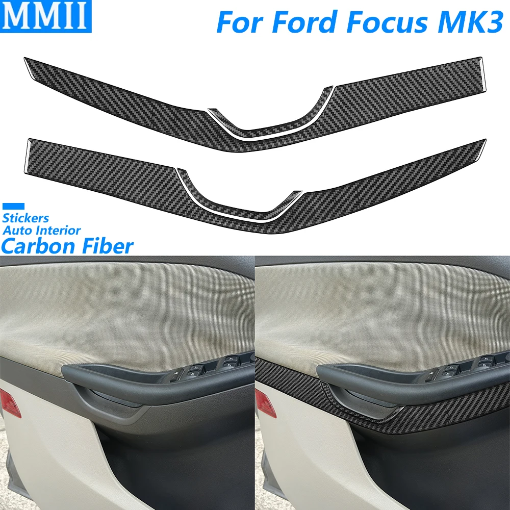 

For Ford Focus MK3 2012-2018 Carbon Fiber Front Door Armrest Window Lift Side Panel Trim Cover Car Interior Accessories Sticker