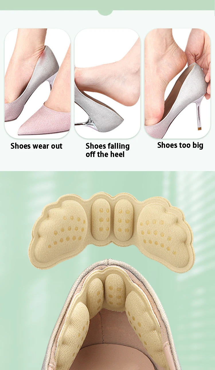 Fersenschutz-Einlagen für High Heels, Fersenaufkleber, Größenanpassung, selbstklebende, rutschfeste Schuhpolster, Schmerzlinderung, Fußpflege-Einlage, 4 Stück/8 Stück – Detail 3