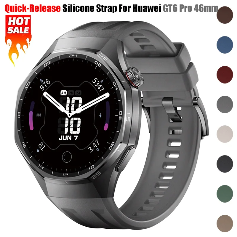 

Силиконовый ремешок без зазоров для Huawei Watch GT6 Pro 46 мм, офисный мягкий регулируемый спортивный ремешок для GT6Pro, быстросъемный ремешок 46 мм