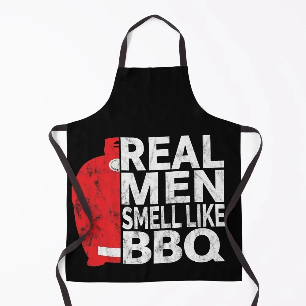 

Real Men Smell Like BBQ Funny BBQ Shirt Gift for the Pitmaster Kamado Edition Apron cook wear Kitchen Tools Accessories Apron
