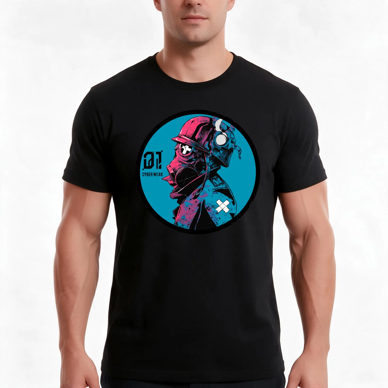Vaporwave Gas Mask Streetwear Urban Style T-Shirt, Summer Casual Cotton Tee, Oversized Streetwear Tops, Vintage Graphic Print