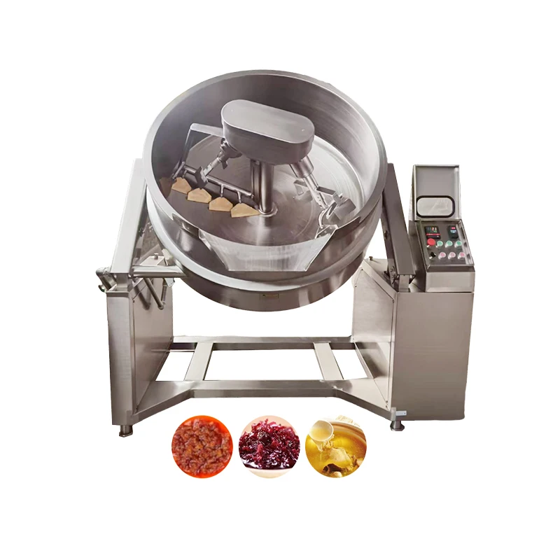 Electric Steam Gas Heating Tilting Chili Paste Cooker Sugar Cooking Pot Jam Jacketed Kettle With Mixer