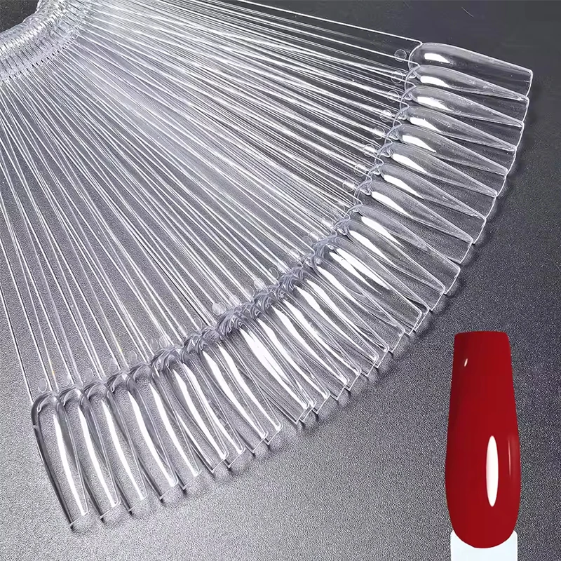 50/100 Pcs Clear Nail Practice Tips Fan Shape Gel Polish Color Testing Swatch Samples Flat Nail Art Training Models
