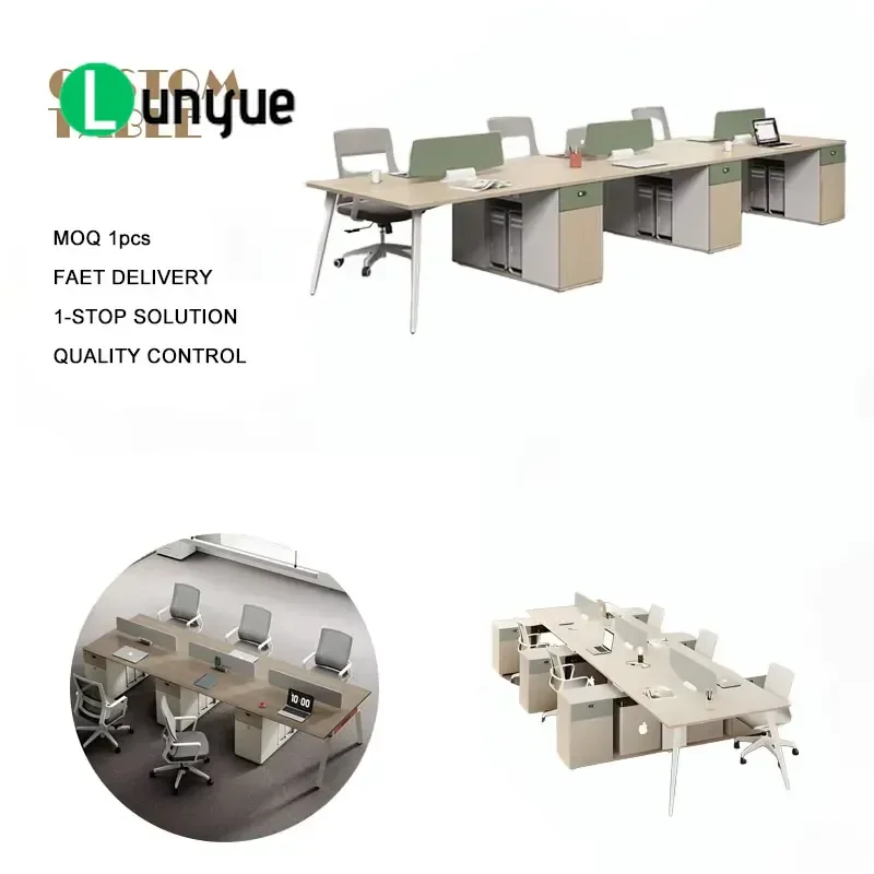 6 Seat Modular Office Cubicle Desk Open Plan Workstation Commercial Furniture Executive Computer Table for Modern Workspace