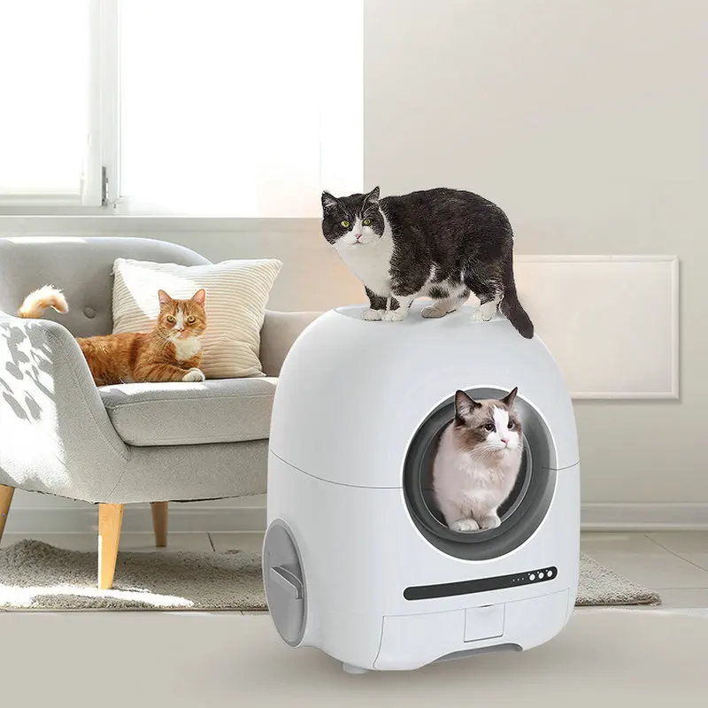 Remote control automatic cleaning smart cat litter box, 72L large capacity enclosed splash proof outdoor deodorizing cat toilet