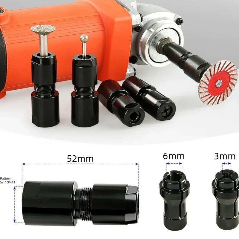 Angle grinder modified w/ straight grind conversion head, polisher, elec grinder, 6/3mm chuck grinder to engraving machine tool