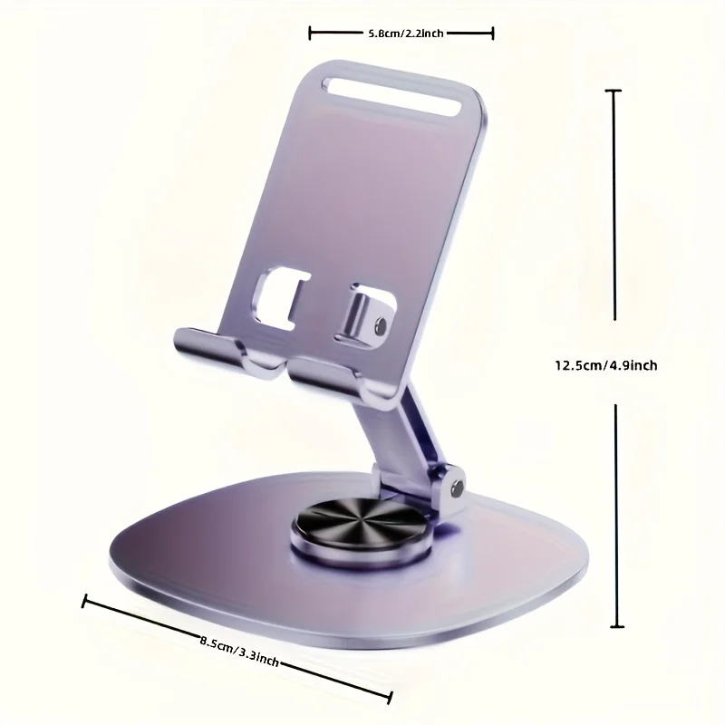 Metall-Handyhalter, 360 ° Drehbarer Desktop-Halter mit 2-stufigem, verstellbarem Klappdesign – Detail 3
