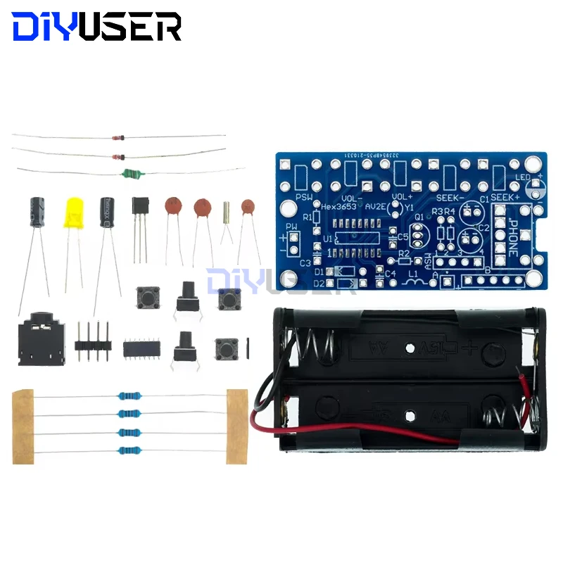 DIYUSER DIY Electronic Kits Wireless Stereo FM Radio Receiver Module PCB 76MHz-108MHz DC 1.8V-3.6V