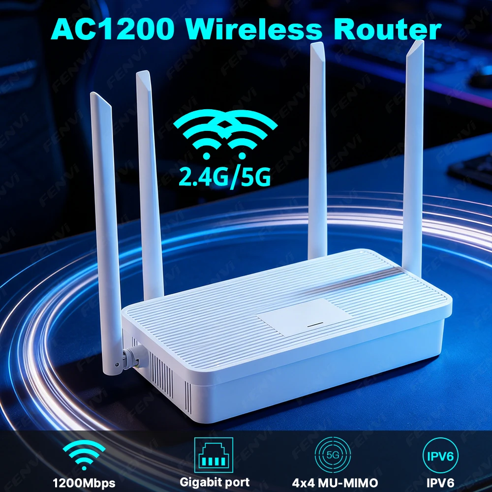 ac1200-wifiルーター-ギガビットイーサネットルーター-1200mbps信号拡張器-デュアルバンド-5ghz-24ghz-ワイヤレスネットワーク-wi-fi範囲拡張器