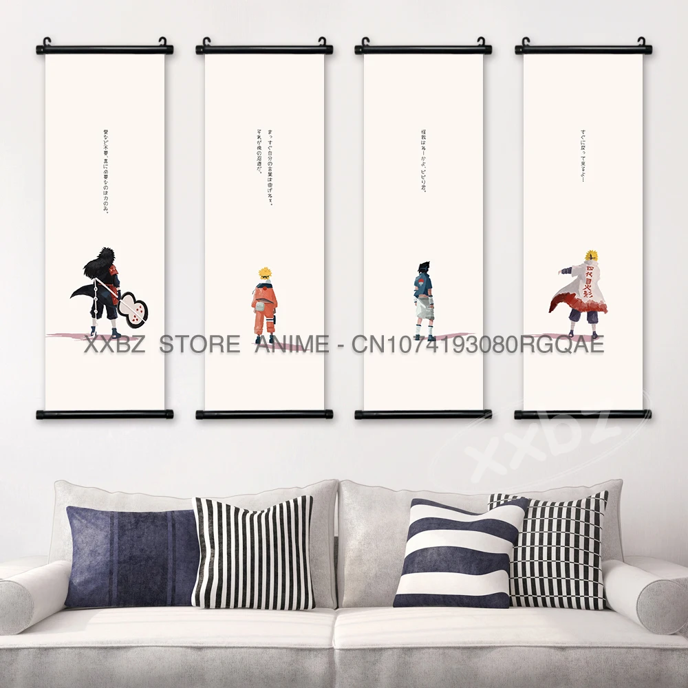 Naruto Scrolls Bild Leinwand Uchiha Sasuke Poster Kakashi Home Dekorative Anime Hängende Malerei Wand Kunst Geschenk für Wohnzimmer – Detail 3
