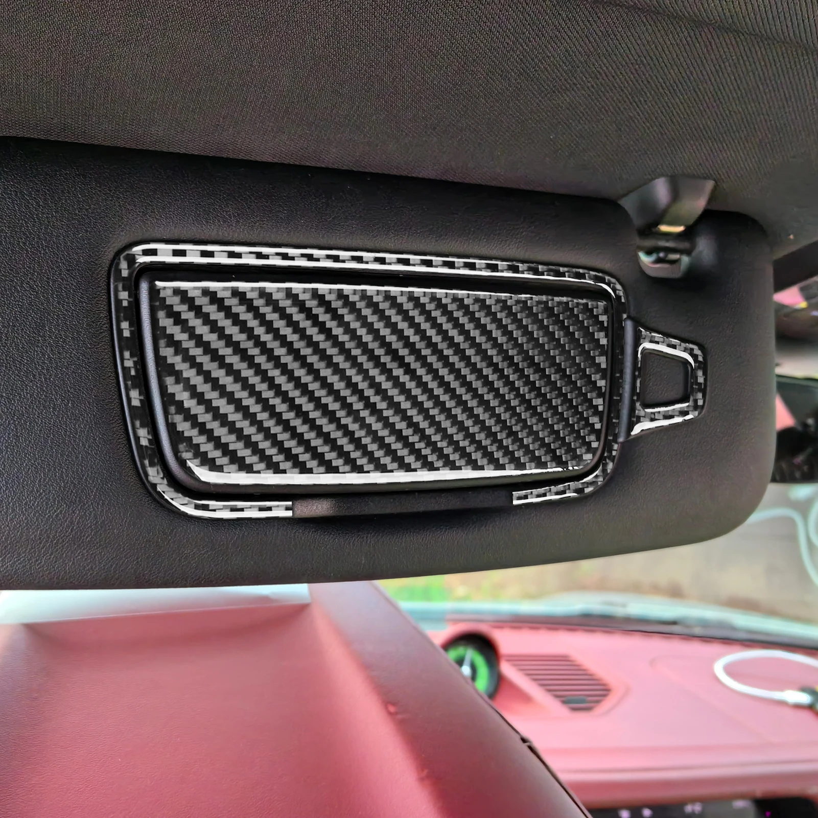YYG For Porsche 911 992 2019—2023 Carbon Fiber Roof Makeup Mirror Panel Car Interior Accessories Cover Trim Modified Sticker