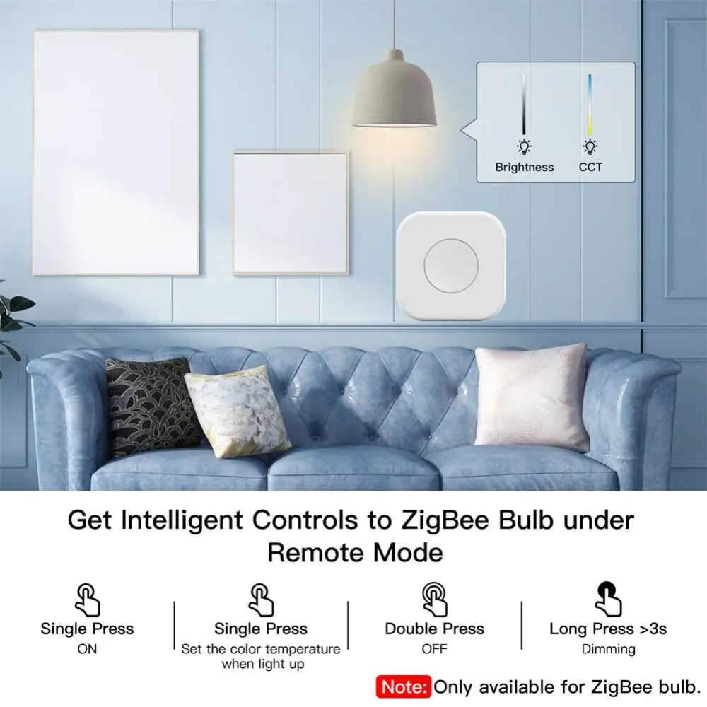 Tuya ZigBee Smart Scene Switch Wireless Mini Switches Multi Scene Linkage One Touch Control Button Works With Zigbee Gateway