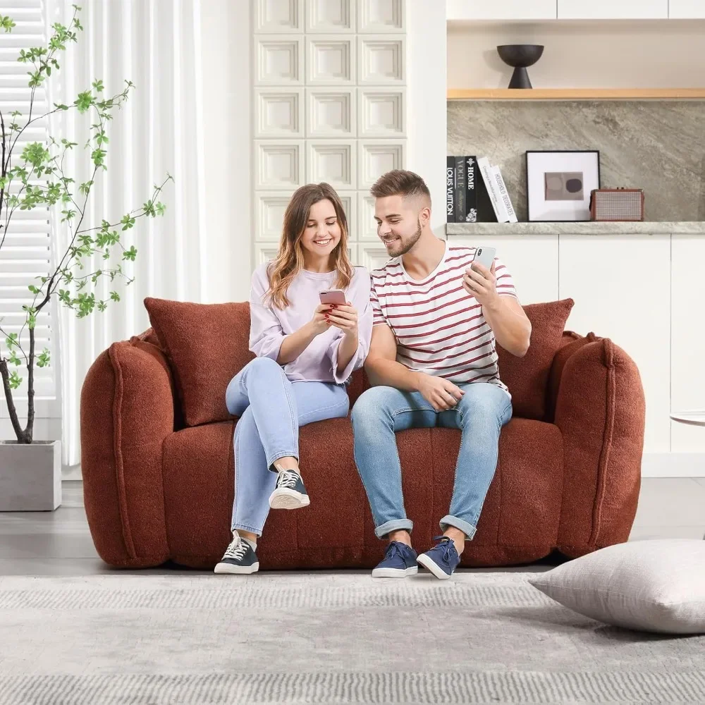 Sitzsack-Sofa und Sitzsack-Stuhl mit Fußhocker, Sitzsack-Stuhl in doppelter Größe für Erwachsene + Doppelsofa, Wohnzimmermöbel