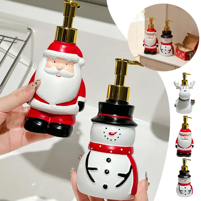 

Santa Claus Snowman Elk Soap Dispenser Christmas Kitchen Bathroom Soap Dispenser with Pump Refillable Christmas Bathroom Decor