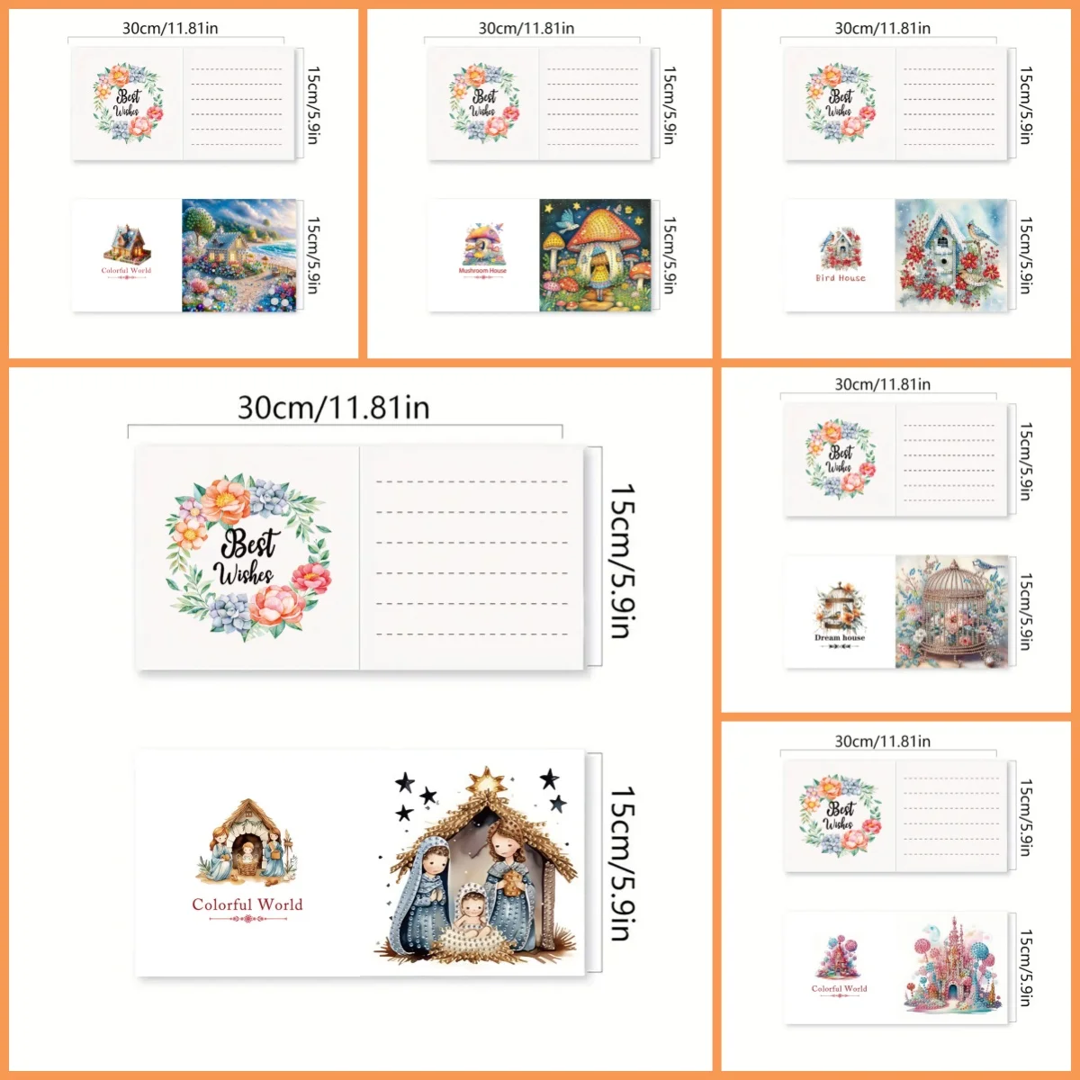 A 6-Piece DIY Diamond Painting Set Is a Christmas-Themed Semi-Finished Diamond-Dotted Paper Greeting Card, Party Invitation Card