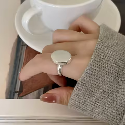 BF CLUB 925 Sterling Silver Ring For Women Jewelry Round Finger Open Vintage Handmade Ring Allergy For Party Birthday Gift