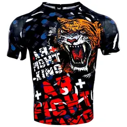 New Arrival MMA Quick Dry Sportswear Brazilian Jiu-Jitsu Fighting Thai Boxing Clothing Short Sleeve Tiger Print T-Shirt Tops