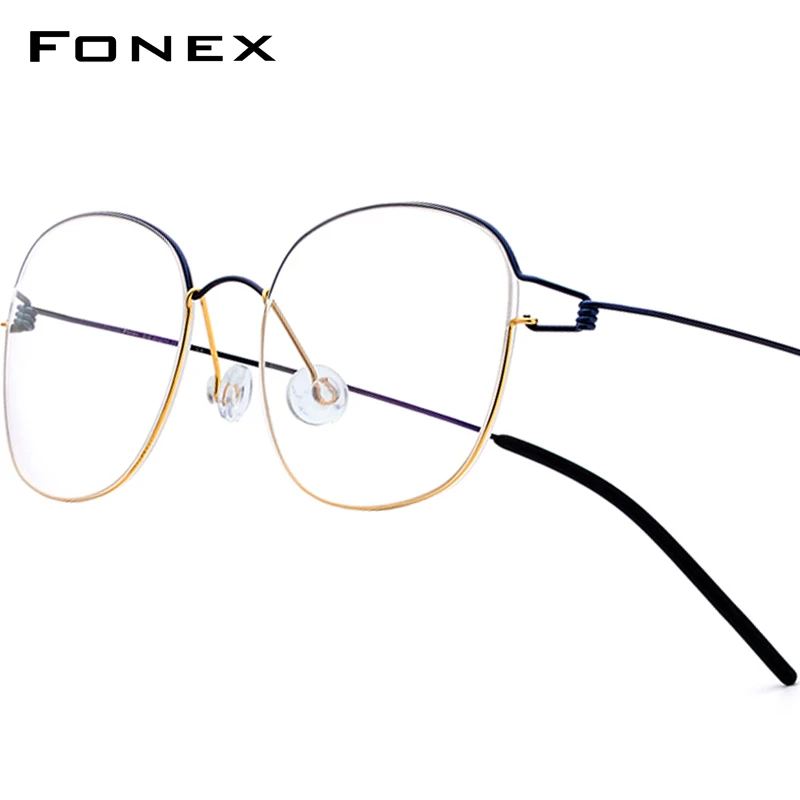 

FONEX Titanium Alloy Glasses Frame Men Brand Design Morten Eyeglasses Ultralight-Weight Korean Denmark Screwless Eyewear 98618