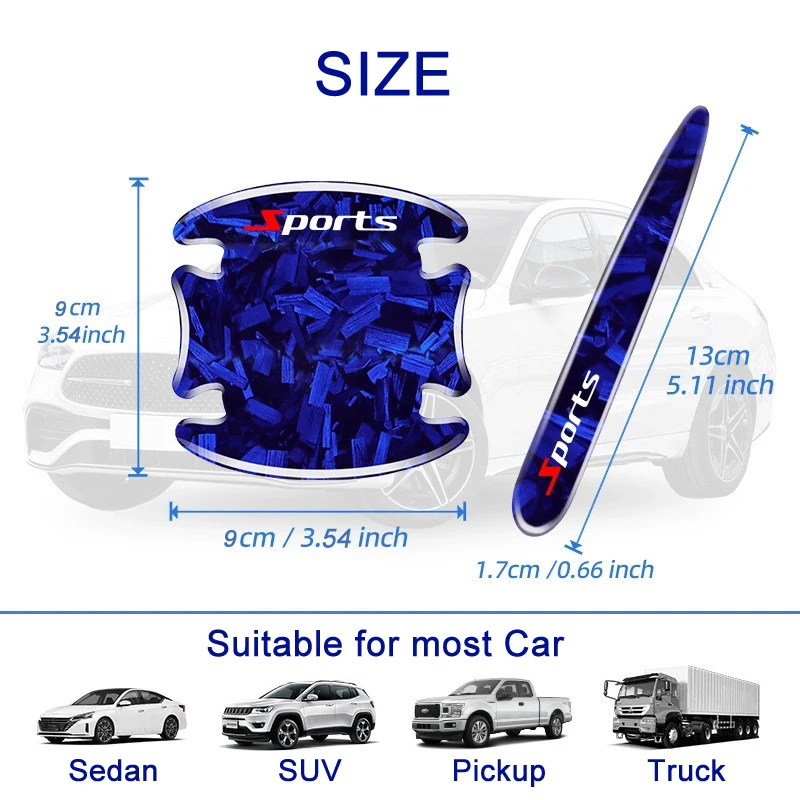 8 pcs Universal Forged Carbon Fiber Door Handle Sticker Car Anti-Scratch Door Bowl Door Bowl Suitable for All Car Models